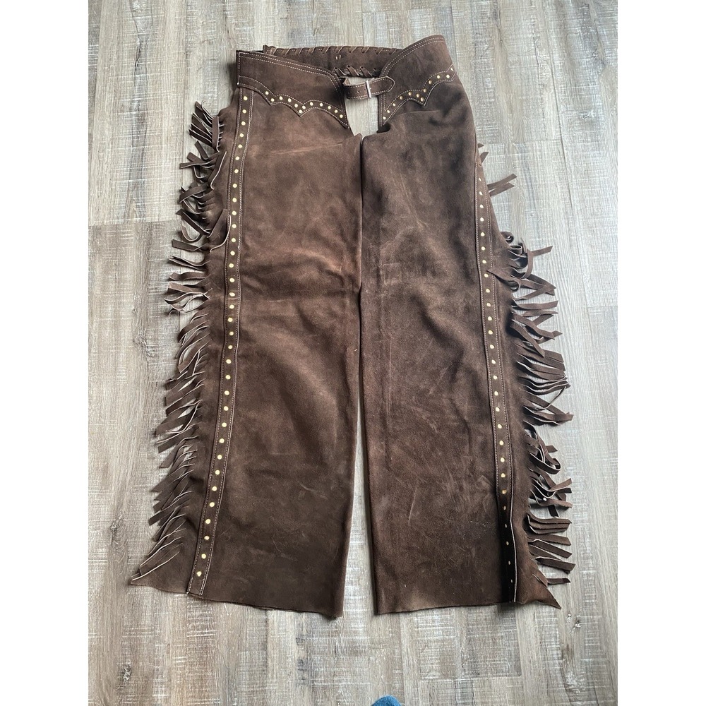 Brown Fringe Suede Pants